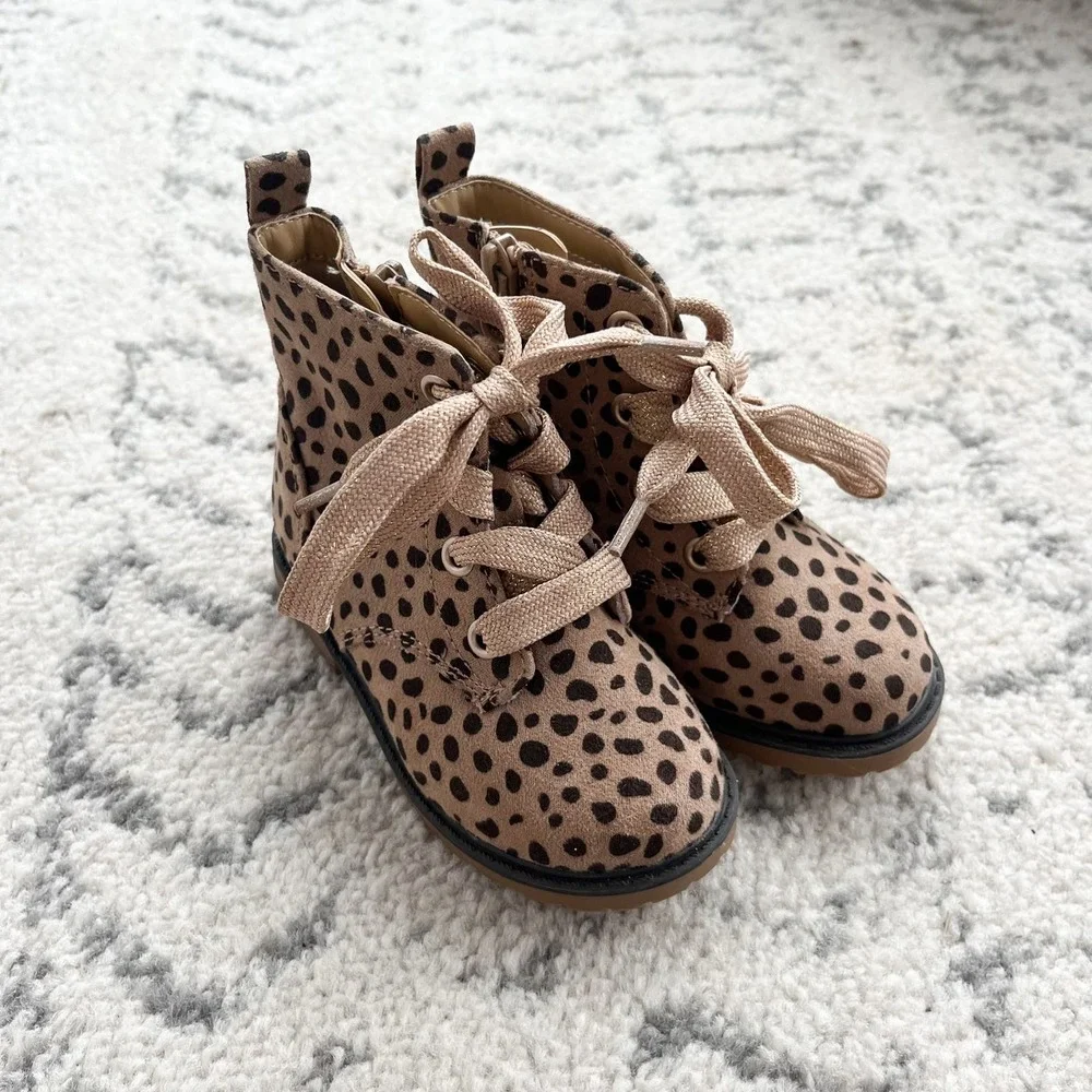Cat and Jack Leopard Combat Boots7C